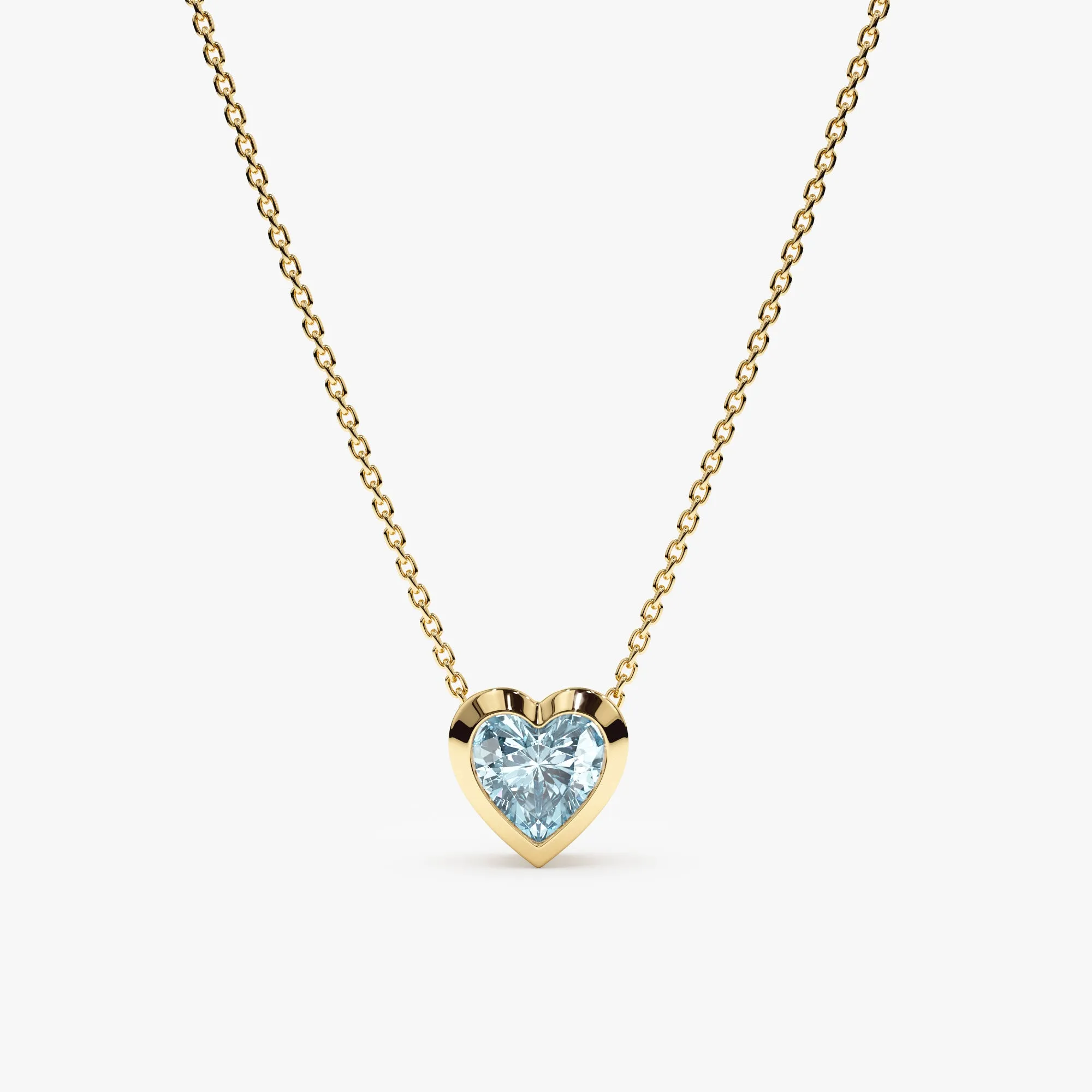 Aquamarine Heart Necklace, Ashly