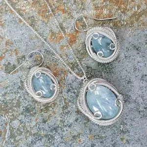 Aquamarine Jewelry Necklace Earring Set