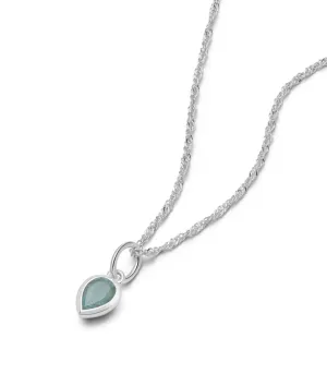 Aquamarine March Birthstone Charm Necklace Sterling Silver