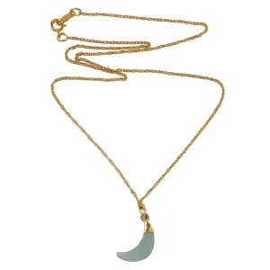 Aquamarine Necklace Crescent Blue Moon 24K Gold