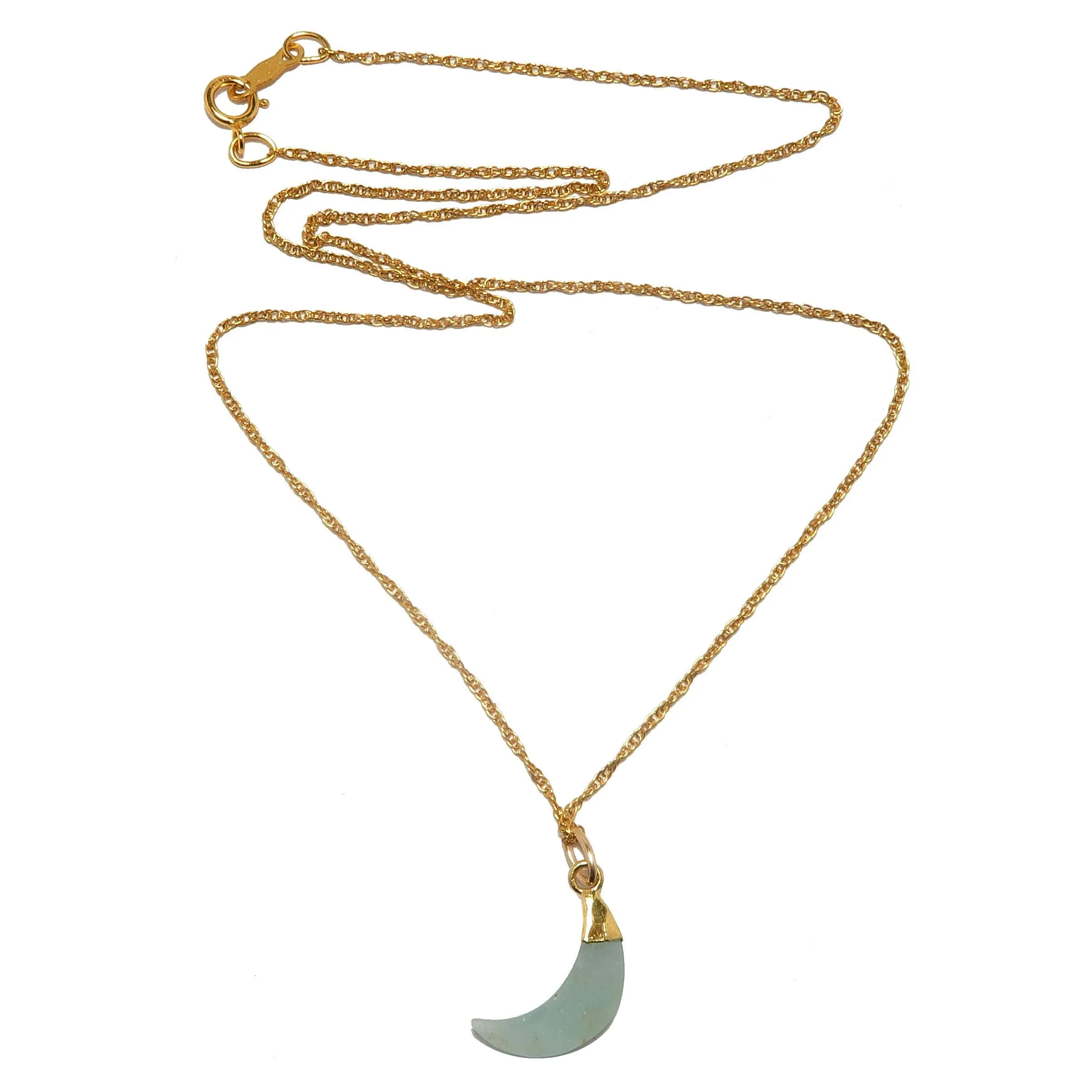 Aquamarine Necklace Crescent Blue Moon 24K Gold