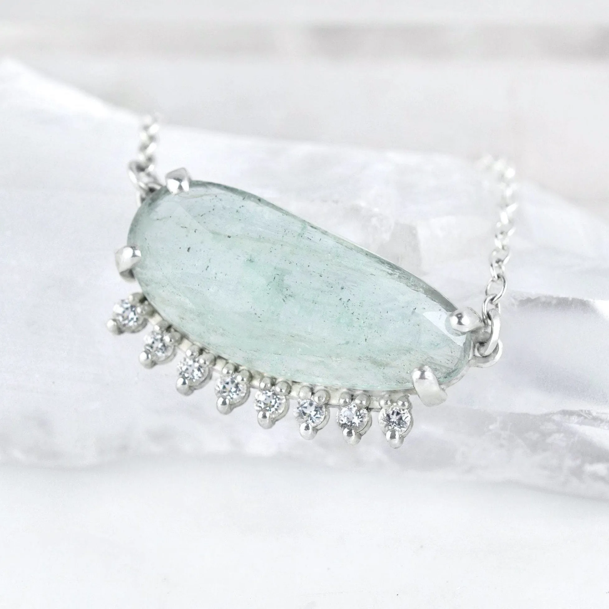 Aquamarine Super Halo Necklace