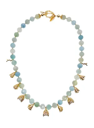 Aquamarine with Floral Charms Necklace JN038