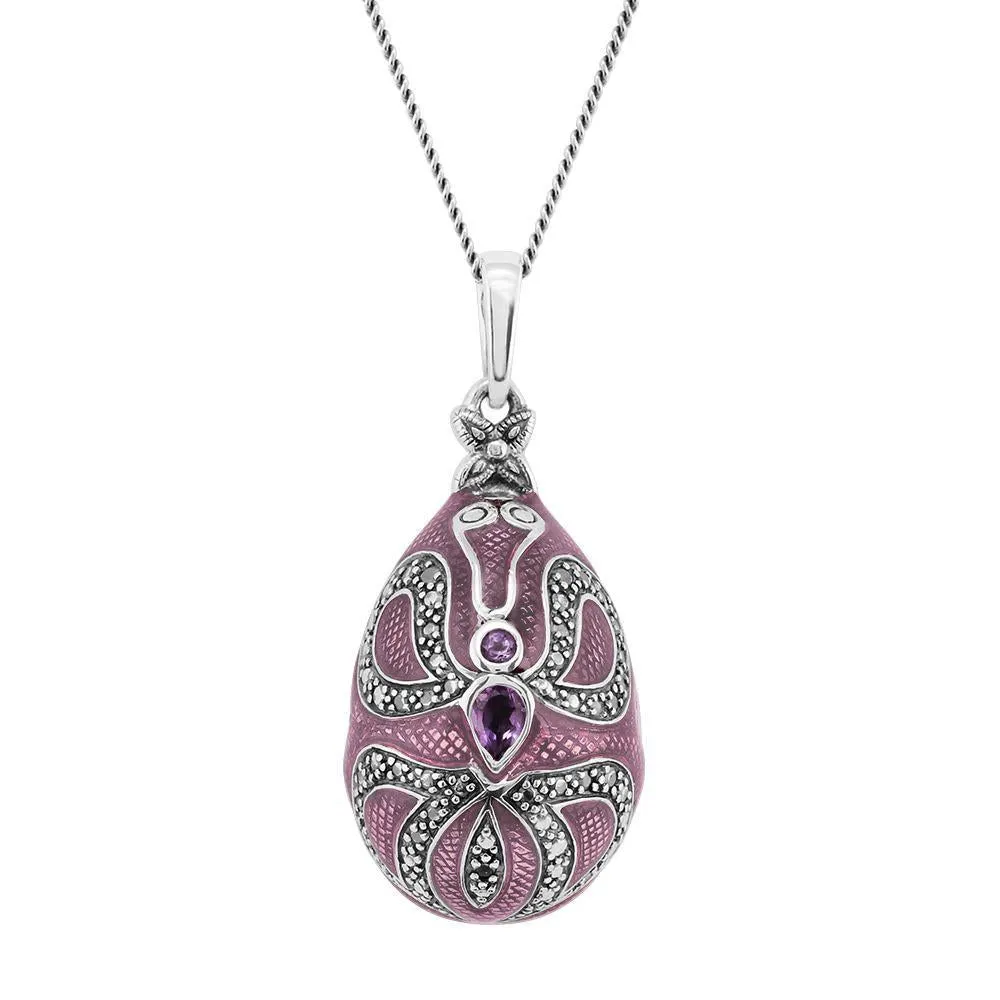 Art Nouveau Stil Amethyst Faberge Ei in 925 Sterling Silber