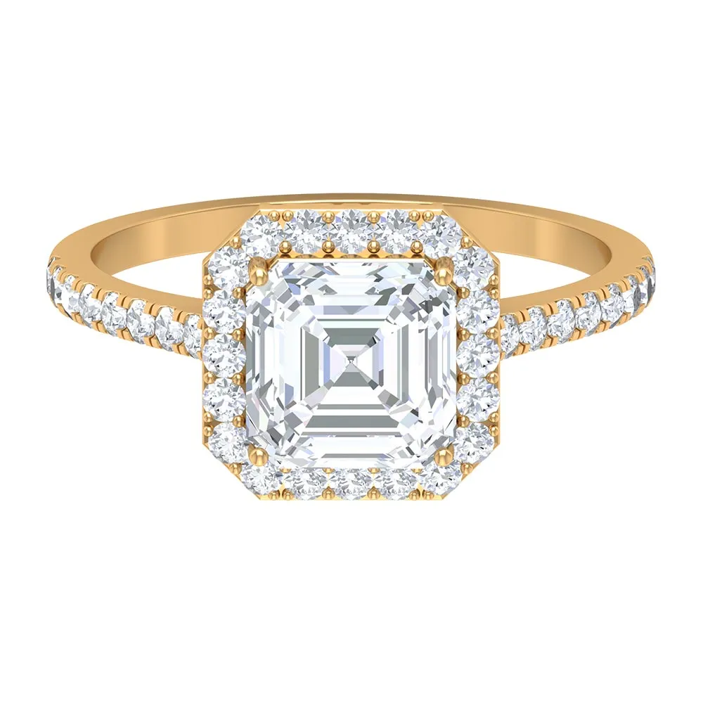 Asscher Cut Moissanite Classic Engagement Ring