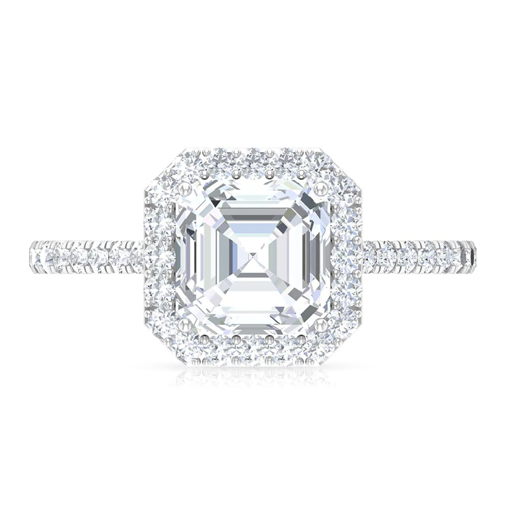 Asscher Cut Moissanite Classic Engagement Ring