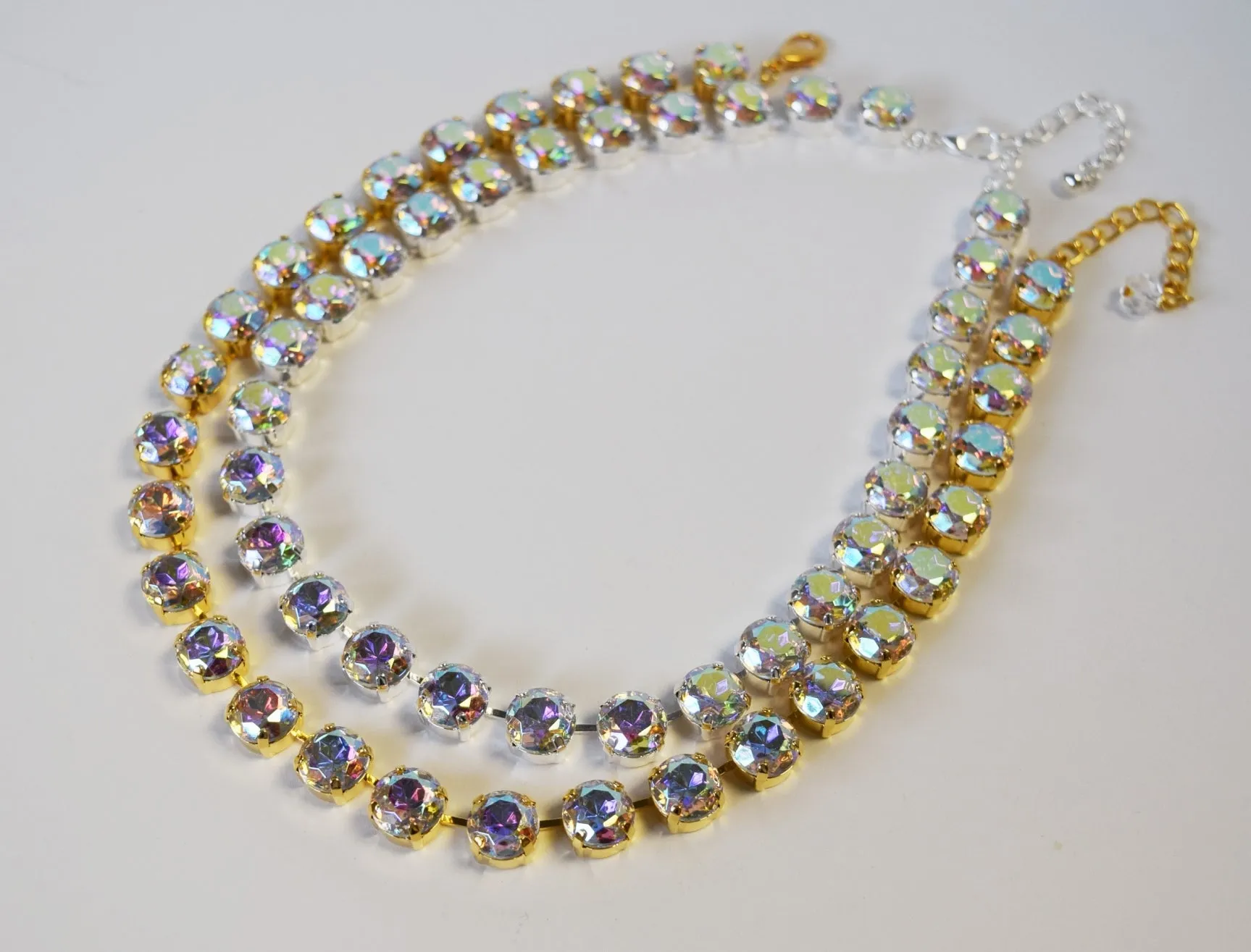 Aurora Borealis Crystal Necklace - Small Round -