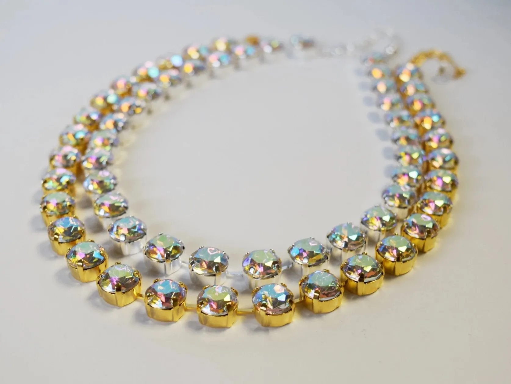 Aurora Borealis Crystal Necklace - Small Round -