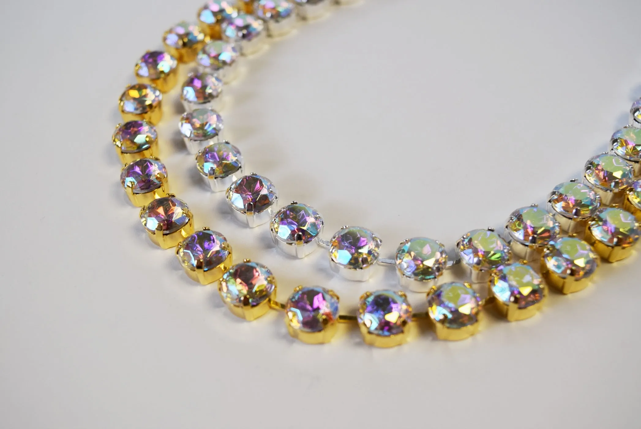 Aurora Borealis Crystal Necklace - Small Round -