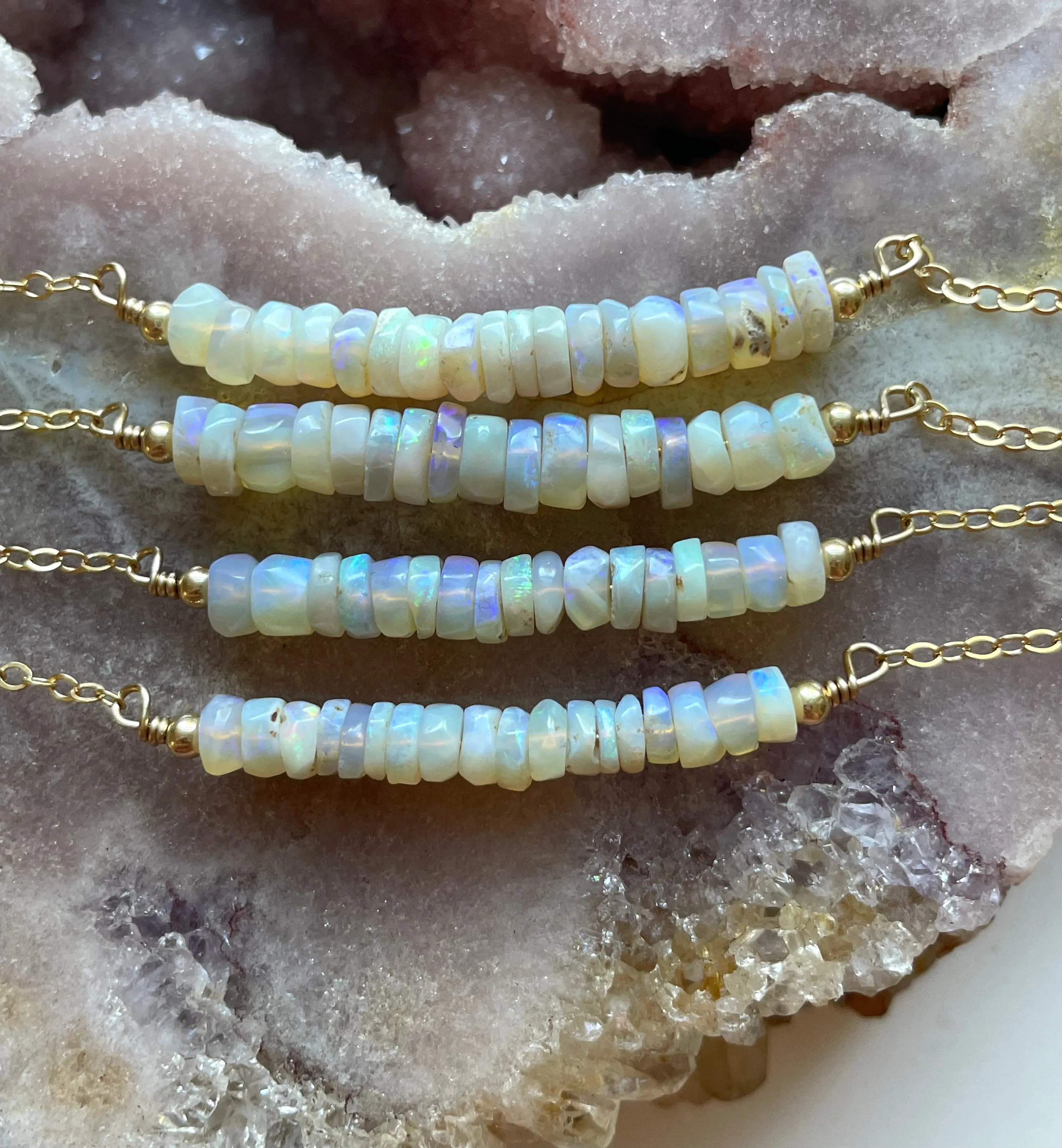 Australian Opal Necklace on Sterling Silver or 14k Gold Filled