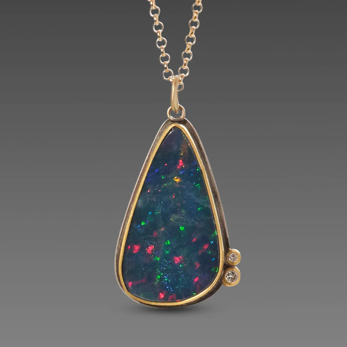 Australian Opal Teardrop Necklace