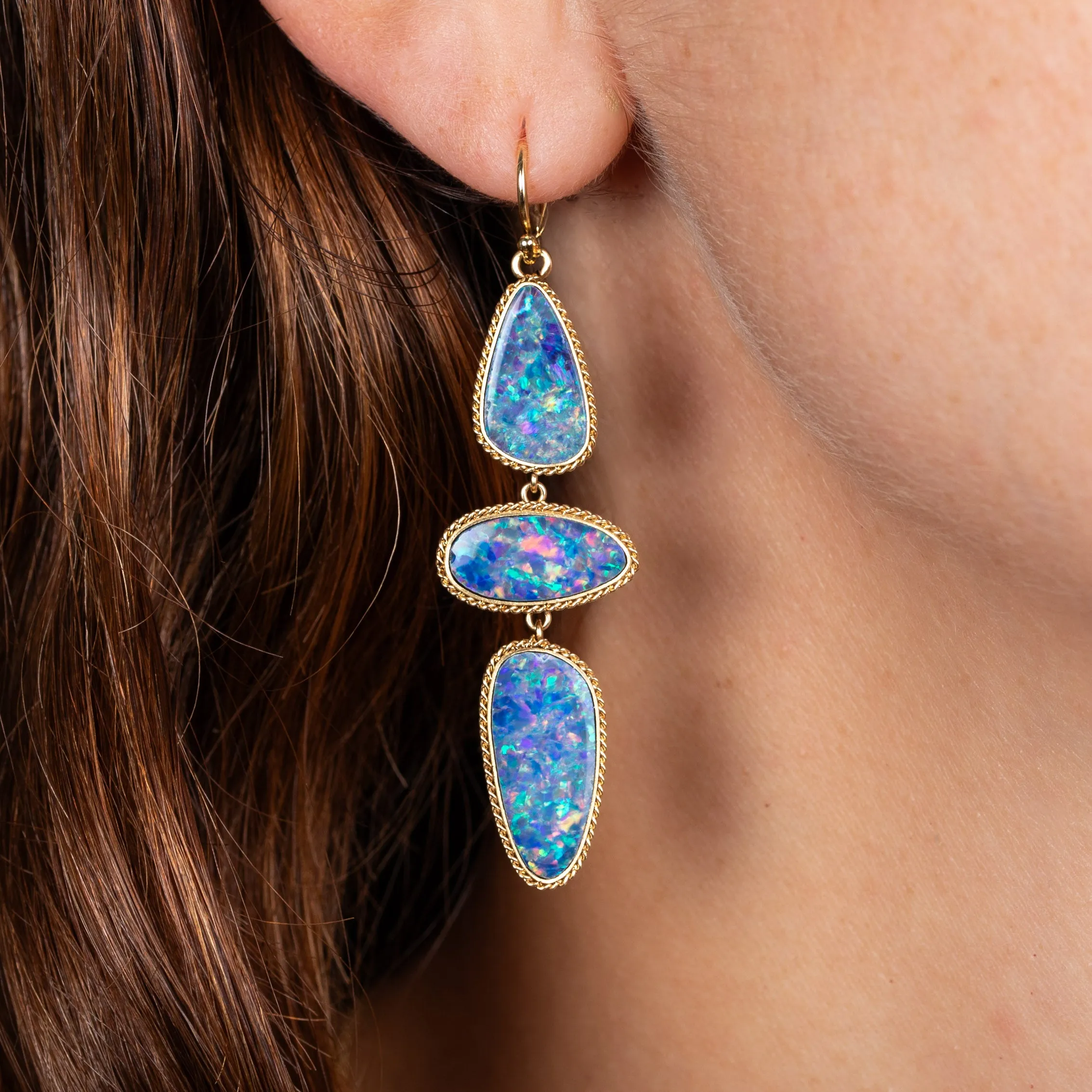 Australian Opal Triple Drop Earrings