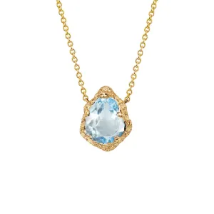 Baby Queen Water Drop Aquamarine Solitaire Necklace