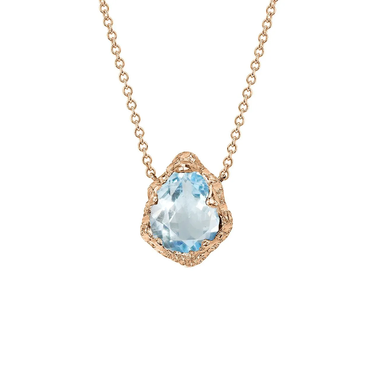 Baby Queen Water Drop Aquamarine Solitaire Necklace