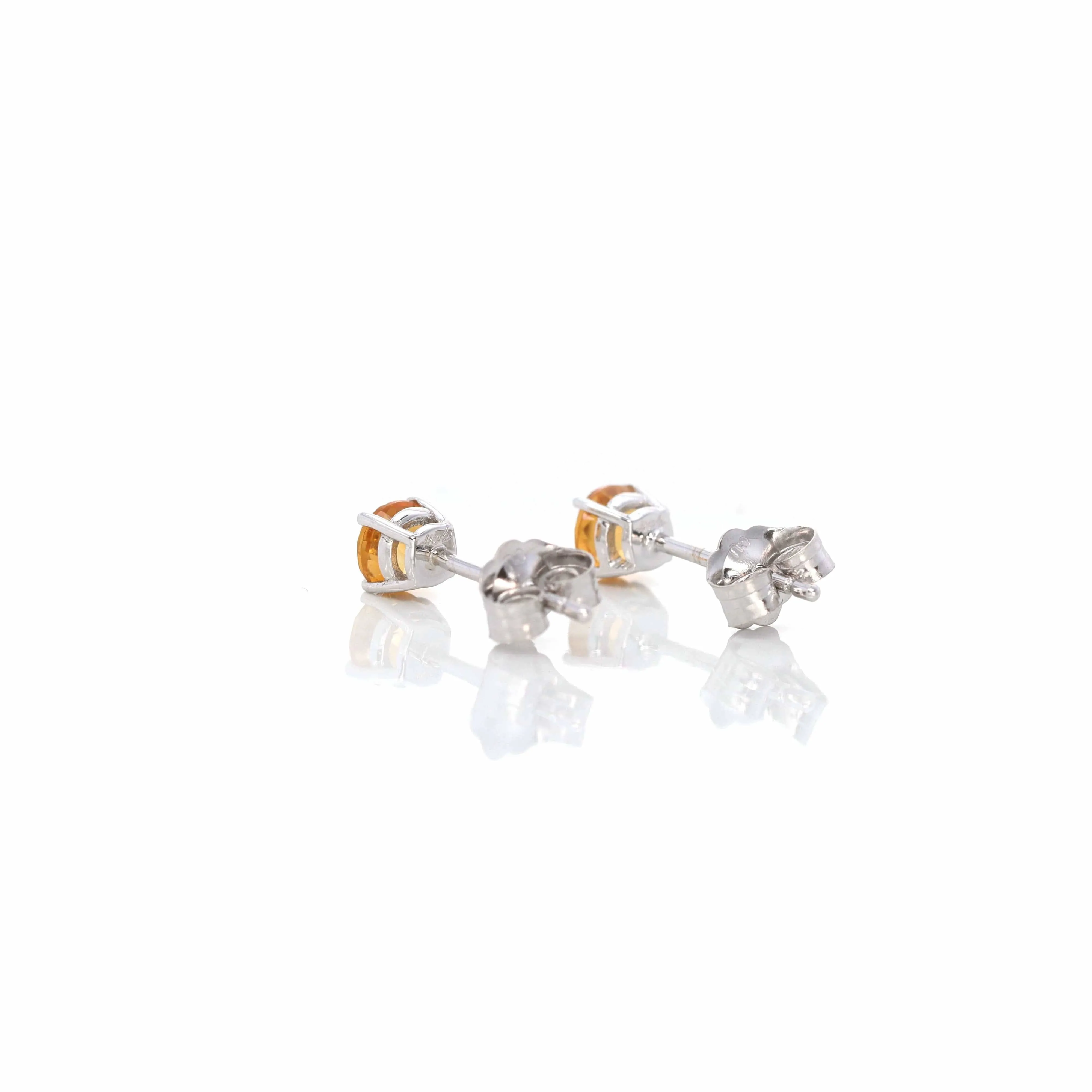 Baikalla 14k Classic White Gold Natural 4mm Citrine Stud Earrings