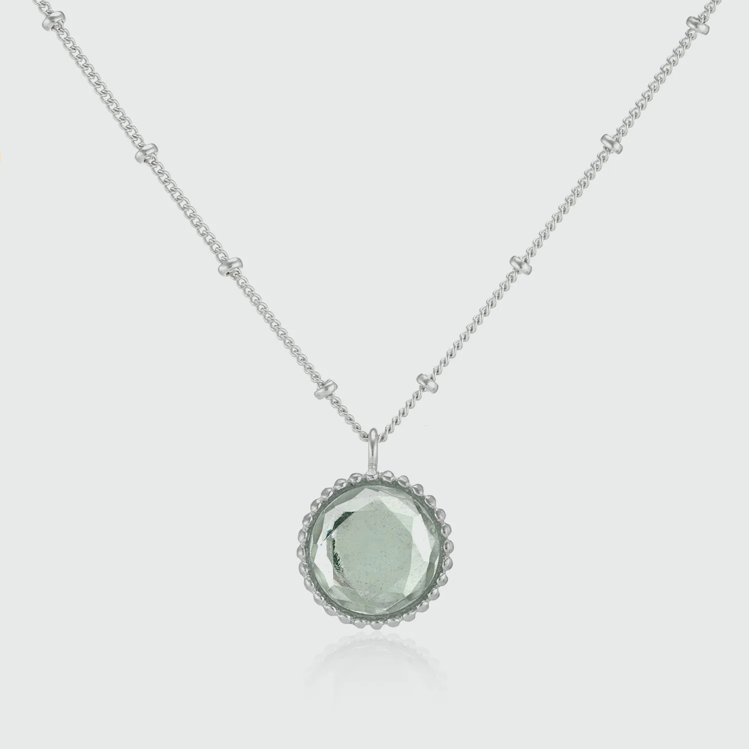 Barcelona Silver August Green Amethyst Birthstone Necklace