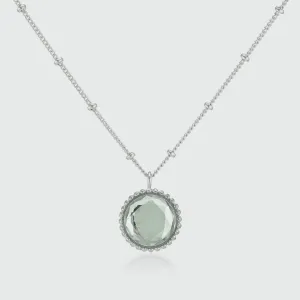 Barcelona Silver August Green Amethyst Birthstone Necklace