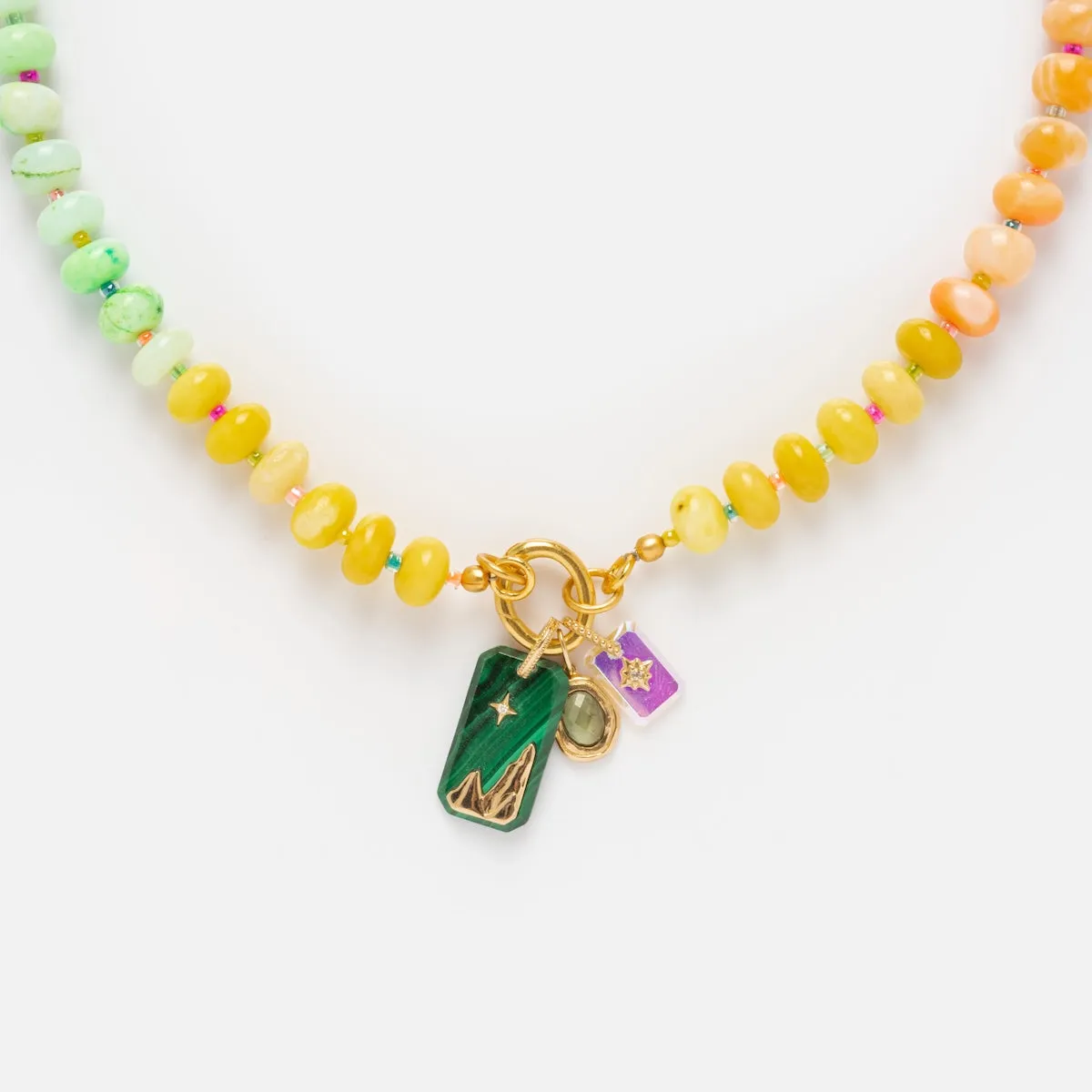 Beaded Gemstone Charm Holder Necklace