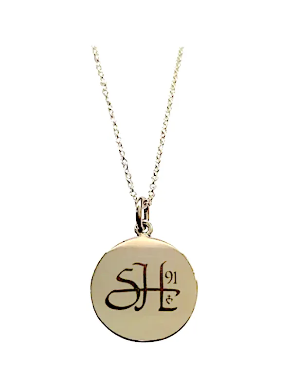 Beautiful Personalized Engraved Gold Circle Pendant and Chain