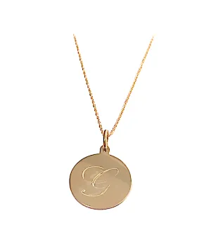 Beautiful Personalized Engraved Gold Circle Pendant and Chain