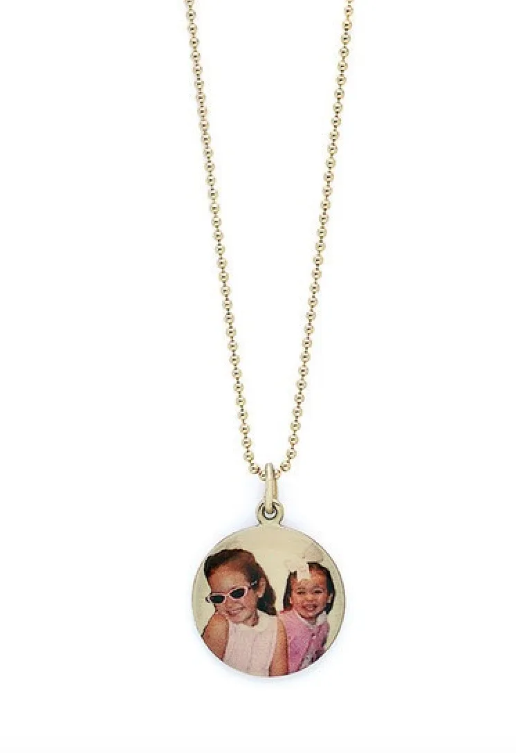 Beautiful Personalized Engraved Gold Circle Pendant and Chain