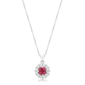 Belle Pink Rose Round Halo Pendant | 3.2ct