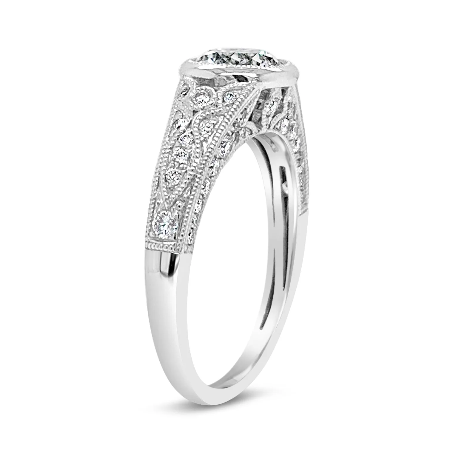 Bezel-Set Diamond Engagement Ring with Milgrain