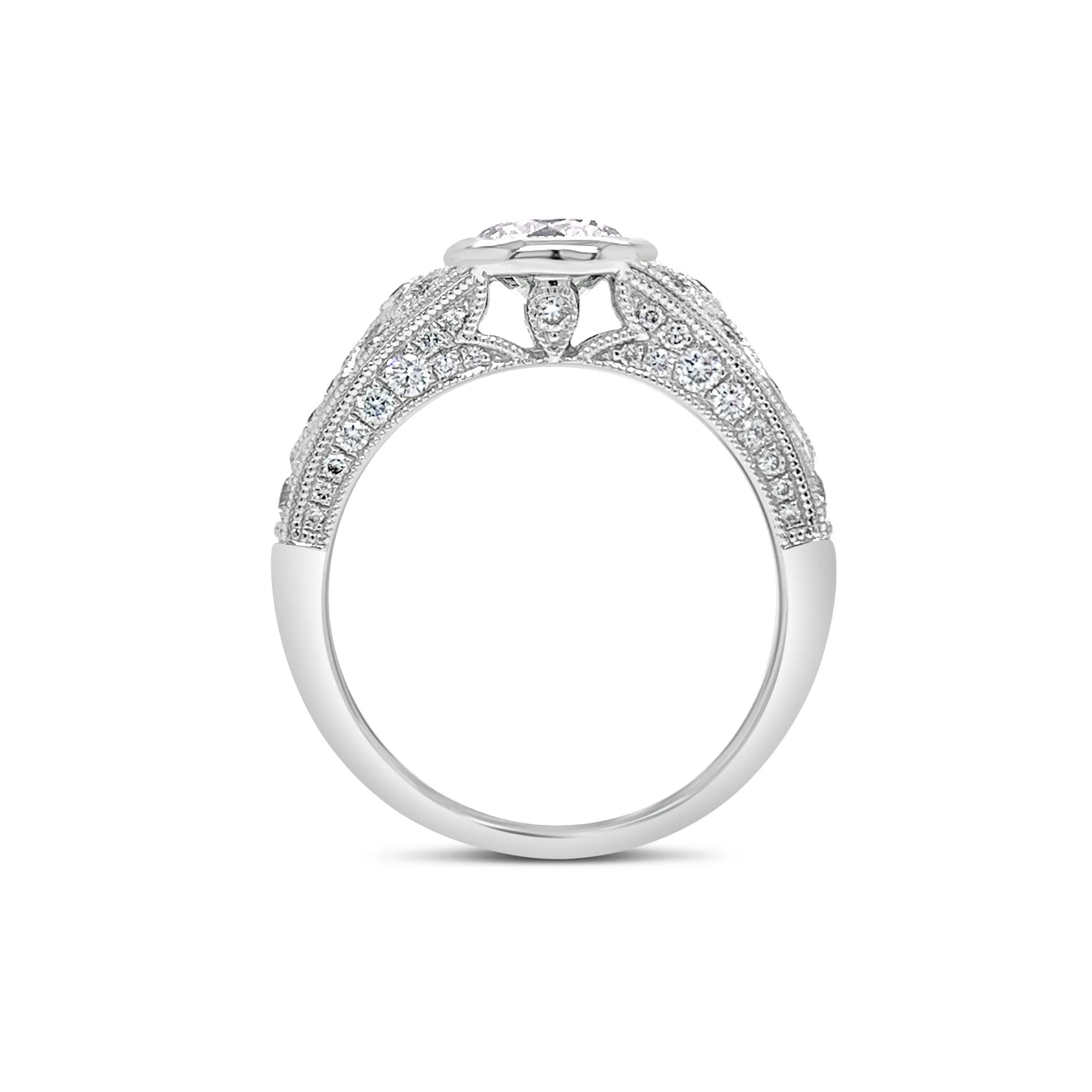 Bezel-Set Diamond Engagement Ring with Milgrain