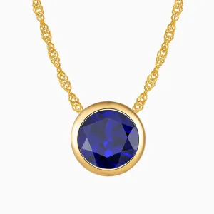 Bezel Set Round Sapphire Necklace in 18K Gold - Irosk Australia®