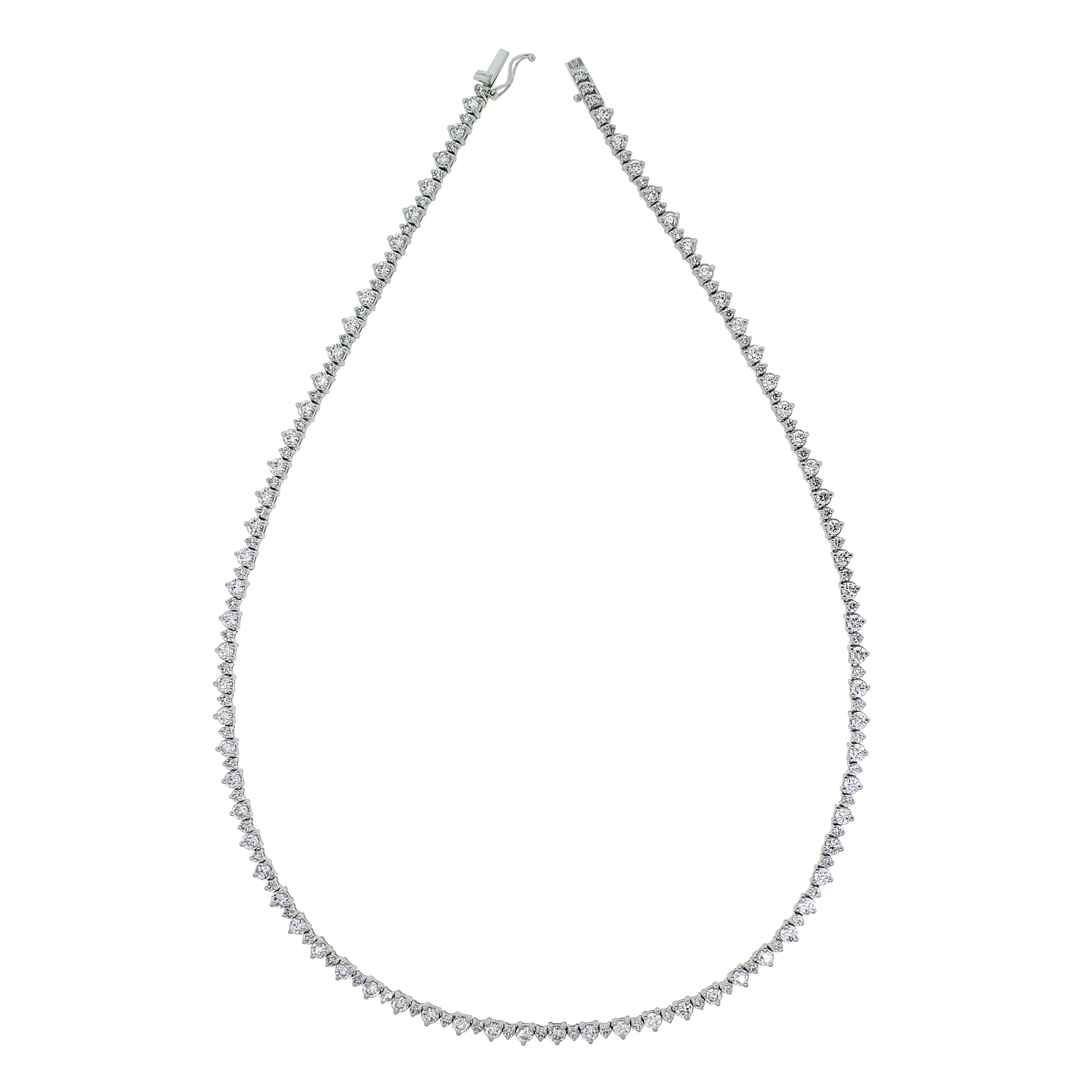 Big & Small Diamond Necklace (6.85 ct Diamonds) in White Gold