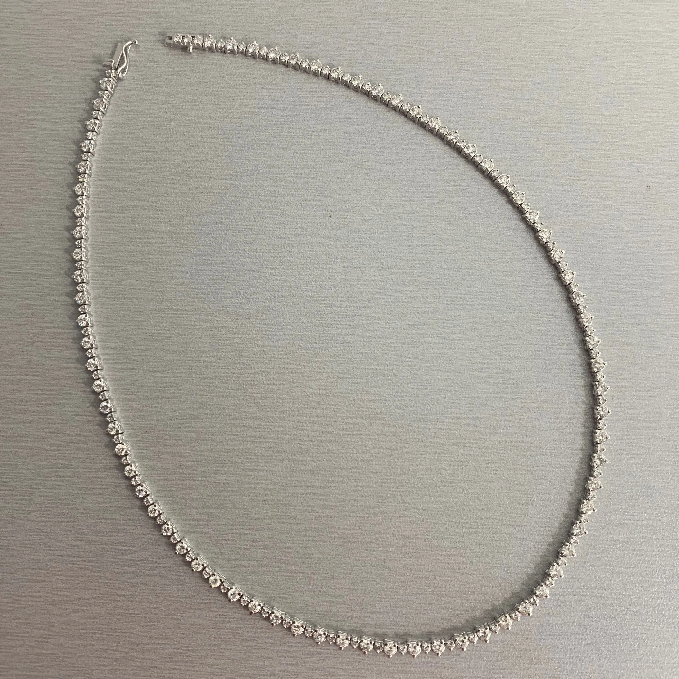 Big & Small Diamond Necklace (6.85 ct Diamonds) in White Gold