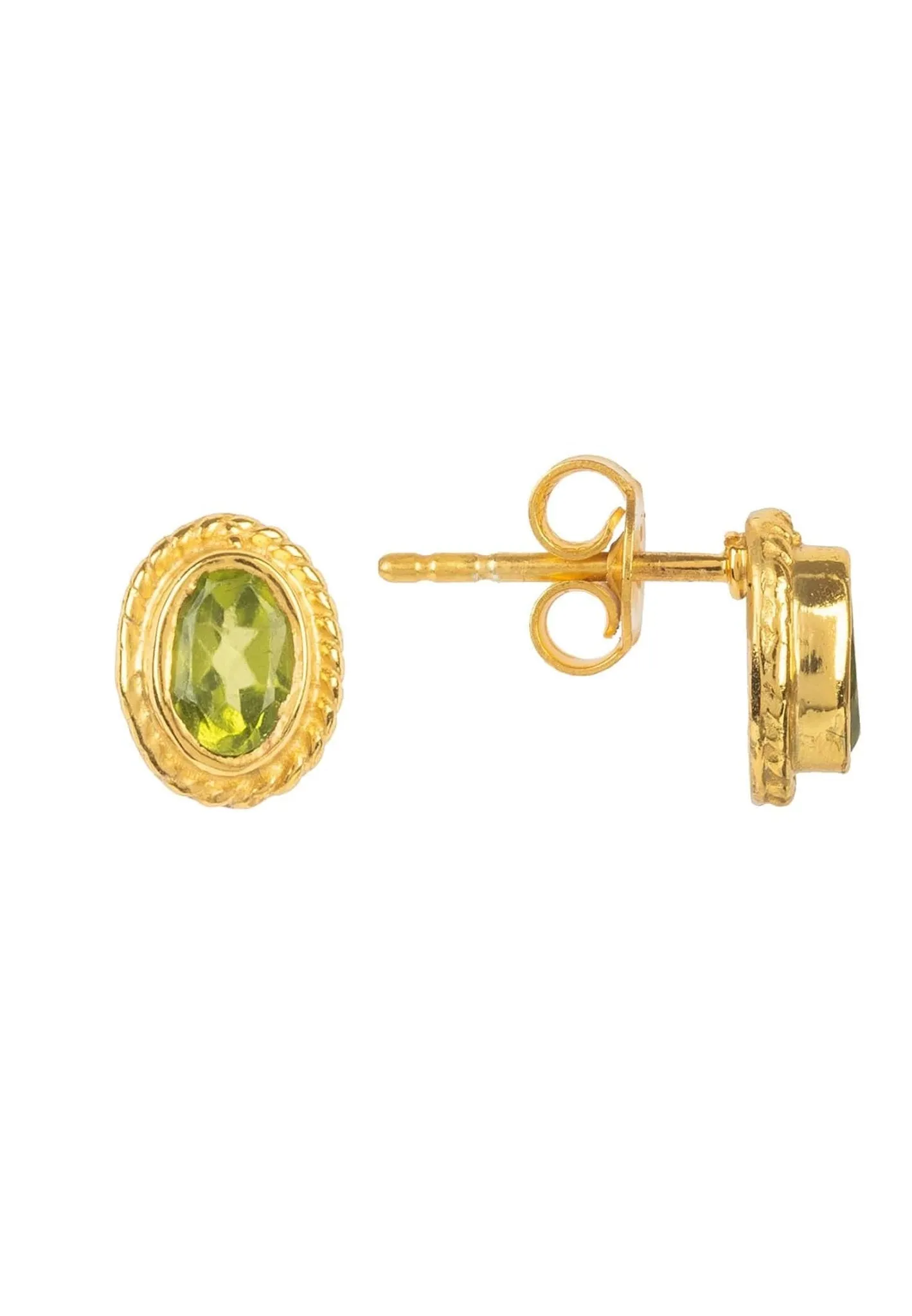 Birthstone Gold Gemstone Stud Earring August Peridot