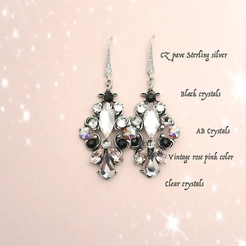 Black Crystal Earrings Cara