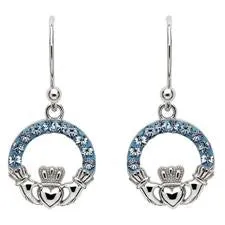 Blue Claddagh Earrings