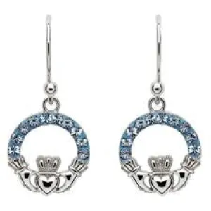 Blue Claddagh Earrings