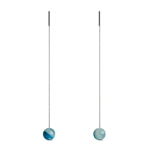 Blue Line Agate | .925 Sterling Silver | Gemstone Chain Drop Threader Earrings