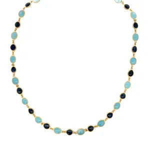 Blue Sapphire and Aquamarine Channel Set Station Necklace