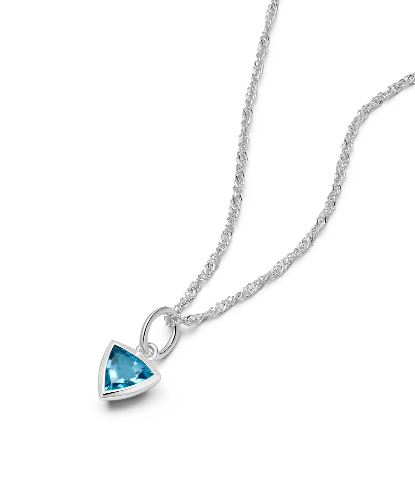 Blue Topaz December Birthstone Charm Necklace Sterling Silver