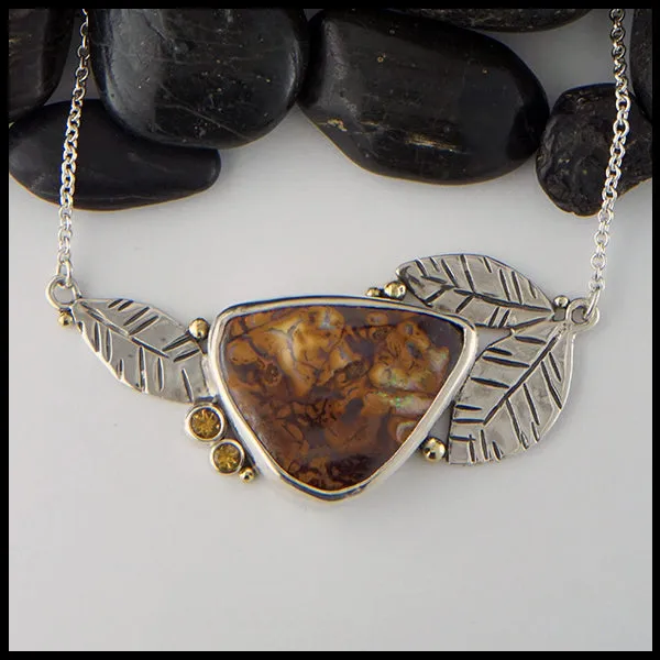 Boulder Opal and Citrine Bar Pendant