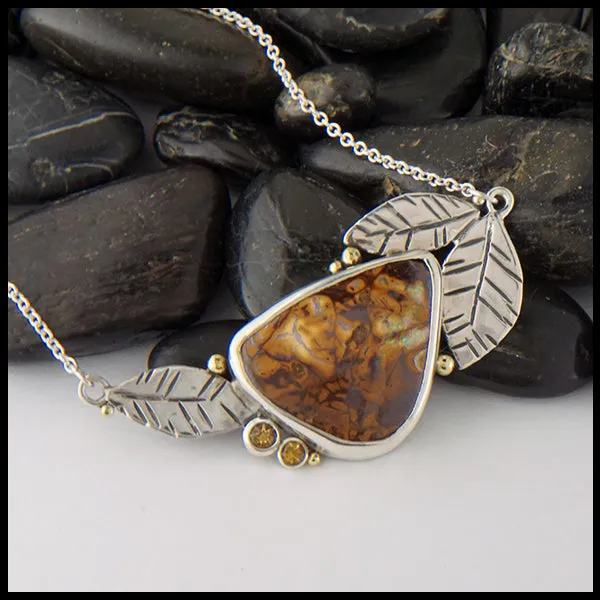 Boulder Opal and Citrine Bar Pendant