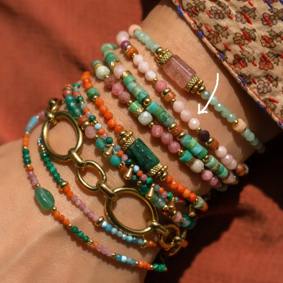 Bracelet Pink Opal and Goldstone Gold Plated