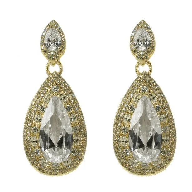 Bridged Pear Chandelier Earrings | 18k Gold | 48mm