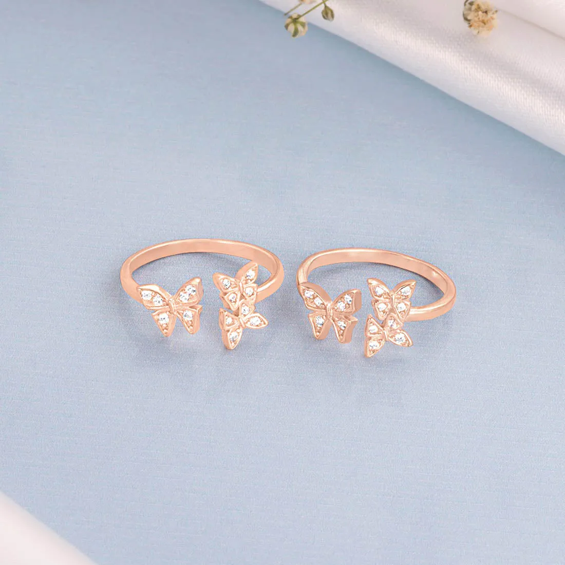 Butterfly CZ Rose Gold Plated 925 Sterling Silver Toe Ring