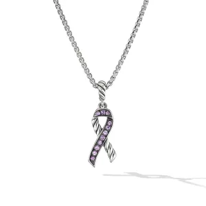 Cable Collectibles Ribbon Necklace in Sterling Silver with Pave Pink Sapphires