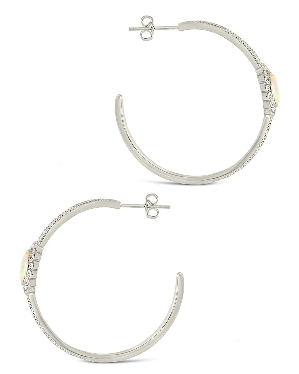 Carina CZ Studded Opal Hoop Earrings