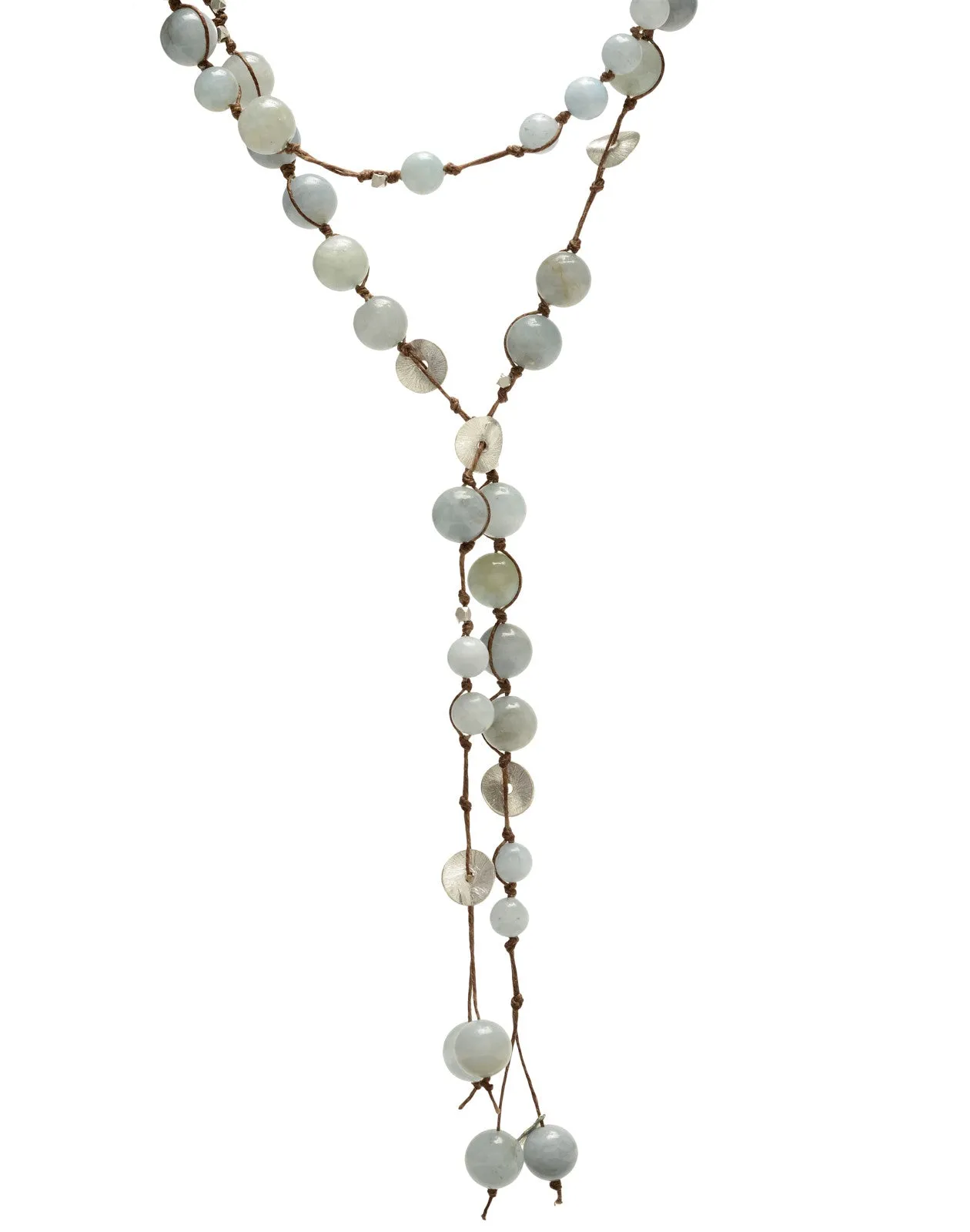 Carola Lariat - aquamarine/silver