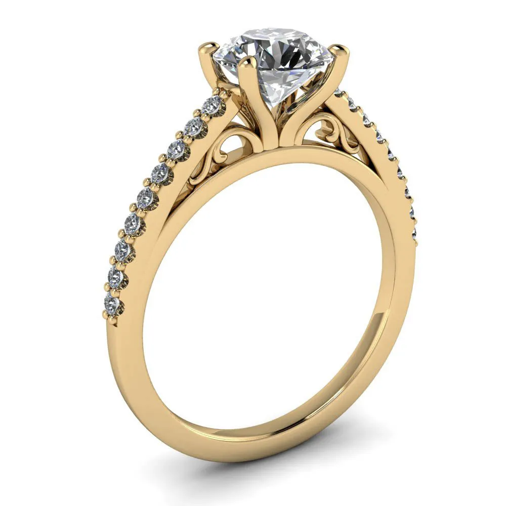 Cathedral Diamond Engagement Ring Setting Moissanite Center - Abigail