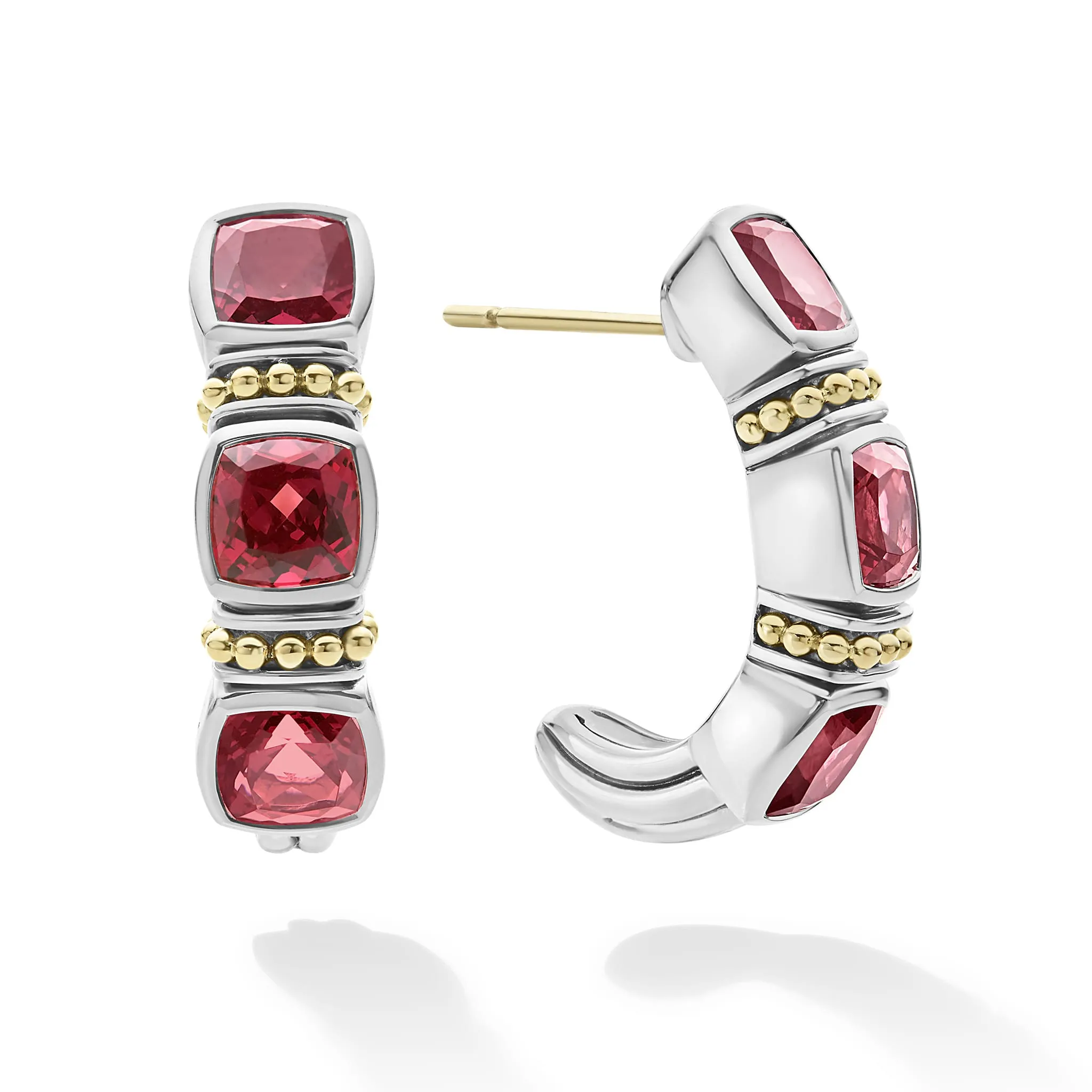 Caviar Color Rhodolite Garnet Hoop Earrings