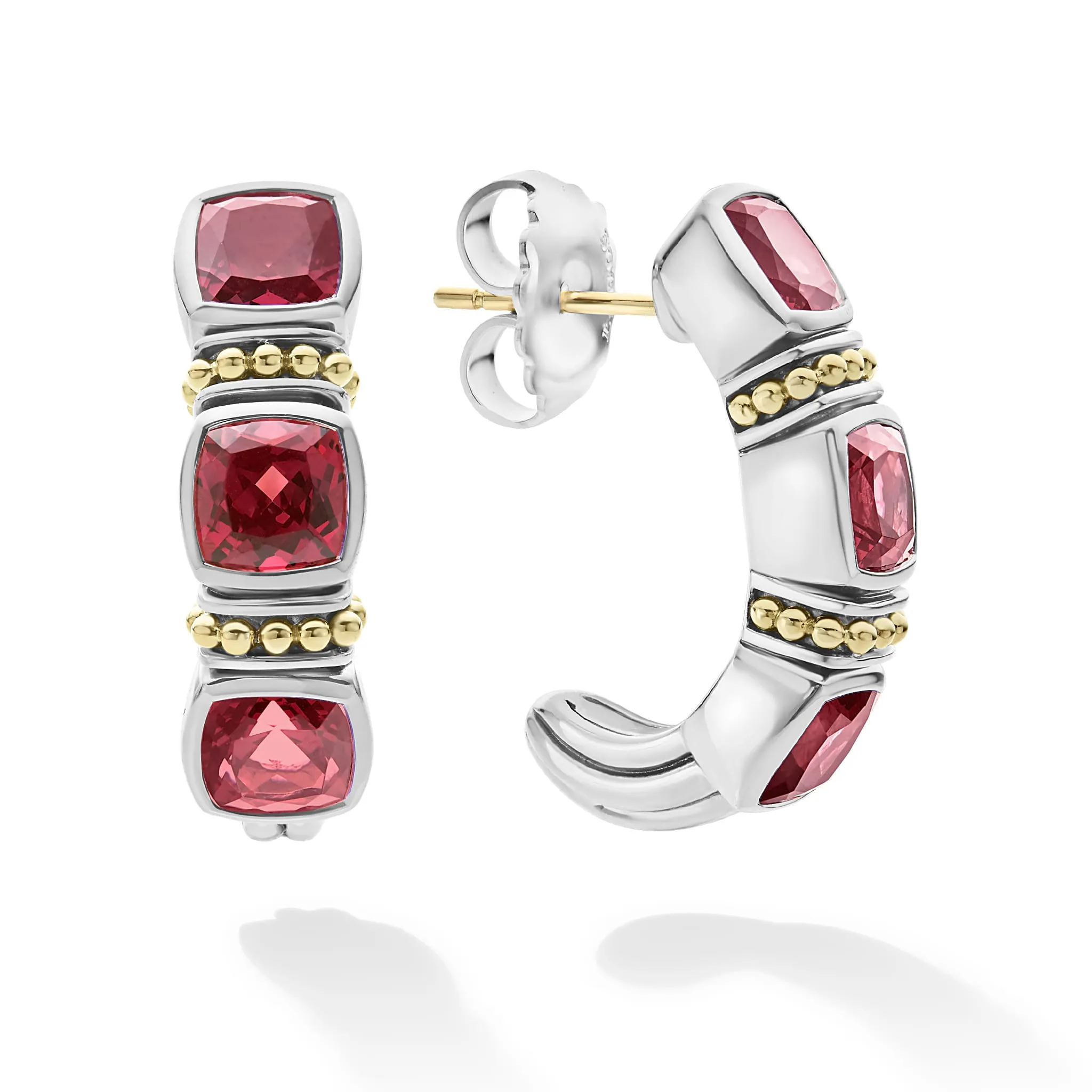 Caviar Color Rhodolite Garnet Hoop Earrings