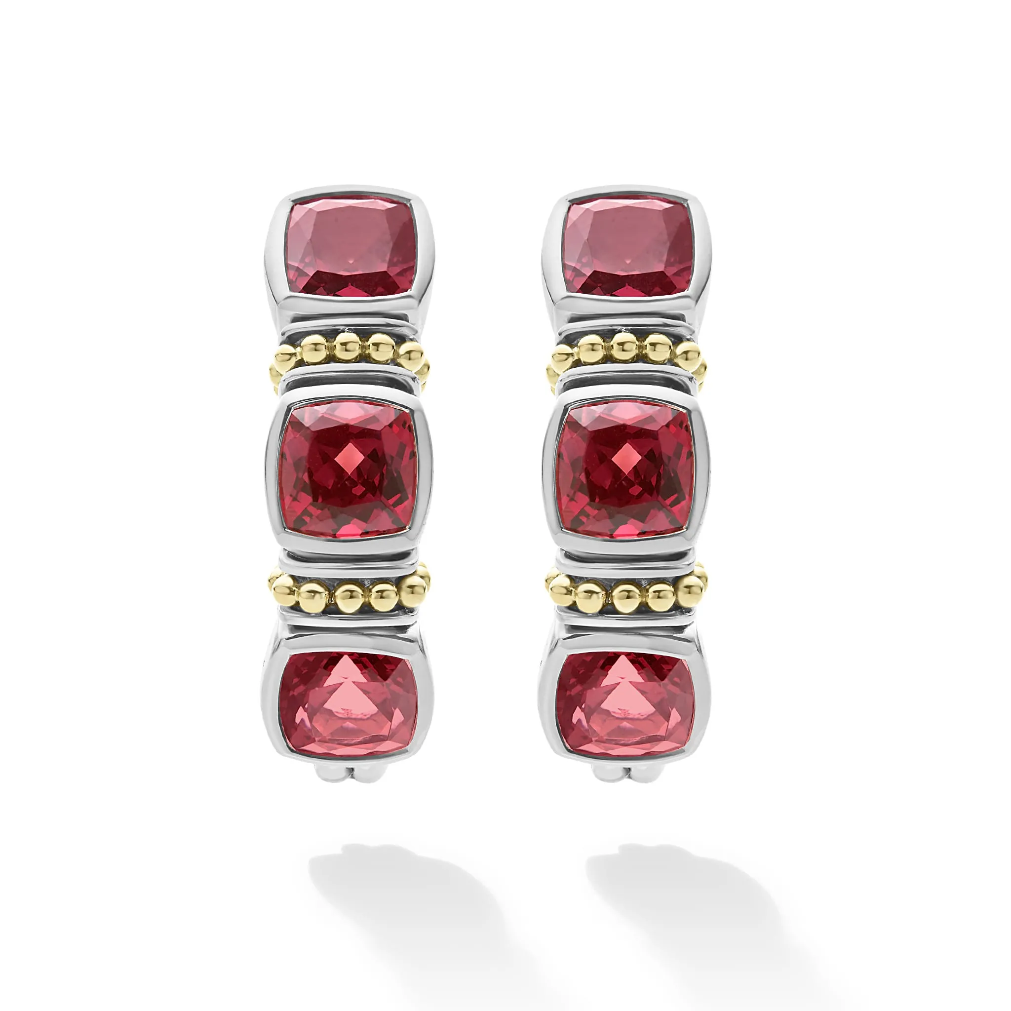 Caviar Color Rhodolite Garnet Hoop Earrings